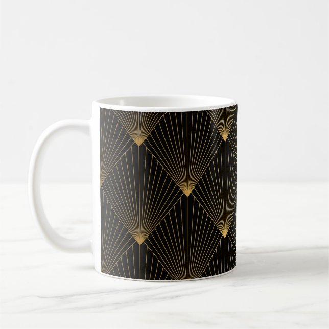 Art Deco: Schwarze Gold Elegance. Kaffeetasse (Links)
