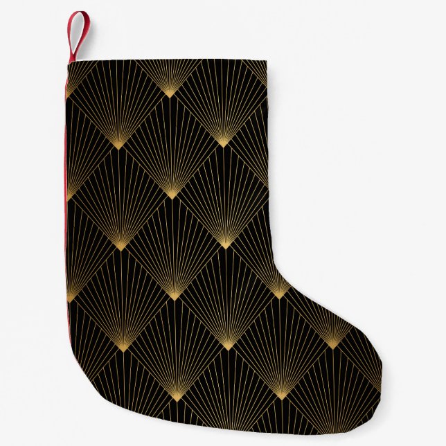 Art Deco: Schwarze Gold Elegance. Kleiner Weihnachtsstrumpf (Vorderseite)