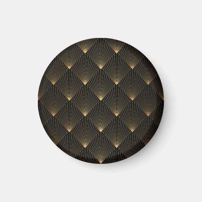 Art Deco: Schwarze Gold Elegance. Magnet (Vorne)