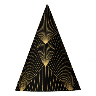 Art Deco: Schwarze Gold Elegance. Partyhütchen