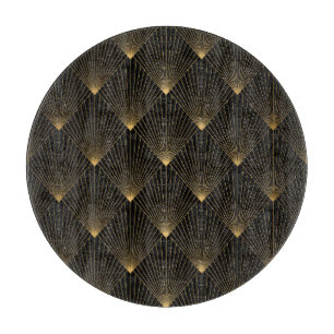 Art Deco: Schwarze Gold Elegance. Schneidebrett