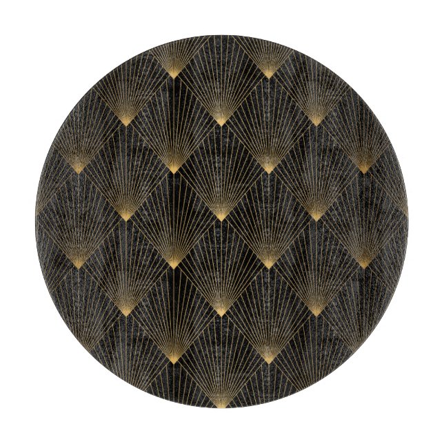 Art Deco: Schwarze Gold Elegance. Schneidebrett (Vorderseite)