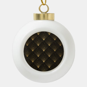 Art Deco: Schwarze Goldeleganz. Keramik Kugel-Ornament