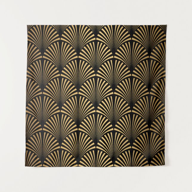 Art Déco: Schwarze Goldskala. Wandteppich (Vorderseite)