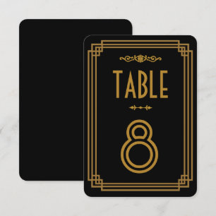 Art Deco Schwarze Hochzeitstischnummern Einladung