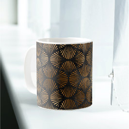 Art Deco Schwarze Kupferlüfter Muschel Graphic Kaffeetasse