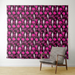 ART DECO SCHWARZE PINK FUCHSIA BLUME, WEISSE PARRO WANDTEPPICH<br><div class="desc">Elegante,  lebendige und klassische französische Art-Déco-Blumenbild mit weißen Papageien und Blume.</div>