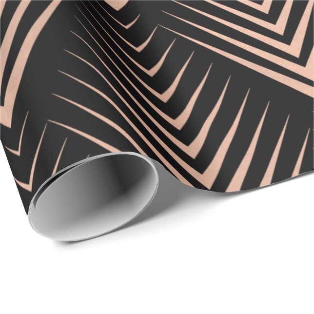 Art Deco Schwarze Rose Geschenkpapier (Rolleneckpunkt)
