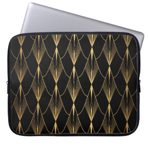 Art Deco: Schwarzes Gold Nahtloser Luxus Laptopschutzhülle