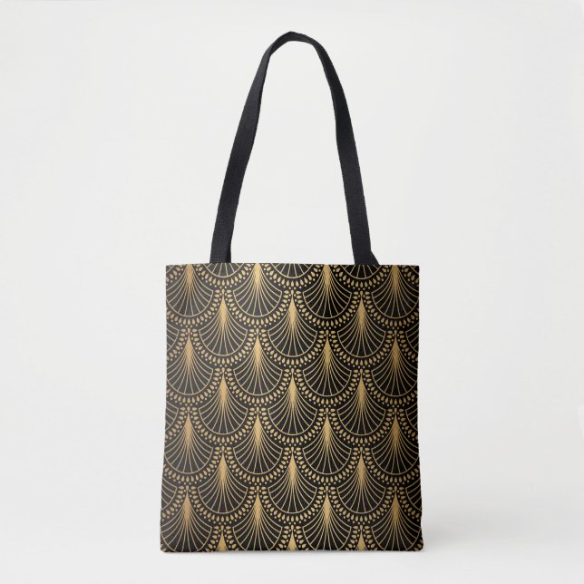 Art Deco, schwarzes Gold, nahtloses Muster. (Vorderseite)