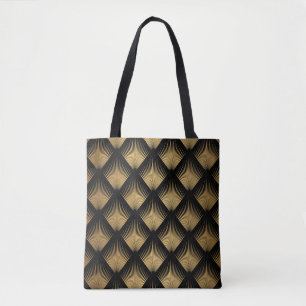 Art Deco, schwarzes goldenes Muster.