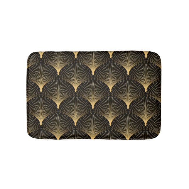 Art Deco: Schwarzes goldenes Muster. Badematte (Vorderseite)
