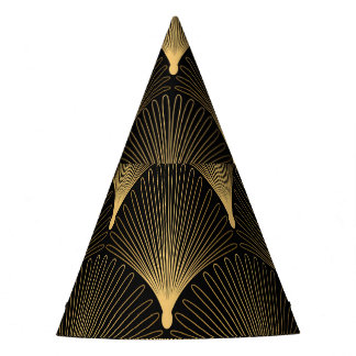 Art Deco: Schwarzes goldenes Muster. Partyhütchen