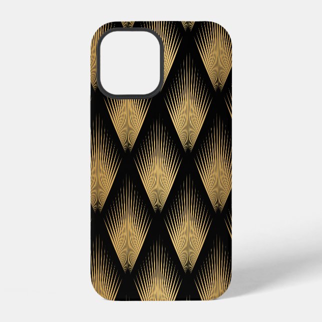 Art Deco, schwarzes Goldmuster. iPhone Hülle (Rückseite)