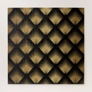 Art Deco, schwarzes Goldmuster. Puzzle