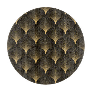 Art Deco: schwarzes Goldmuster. Schneidebrett