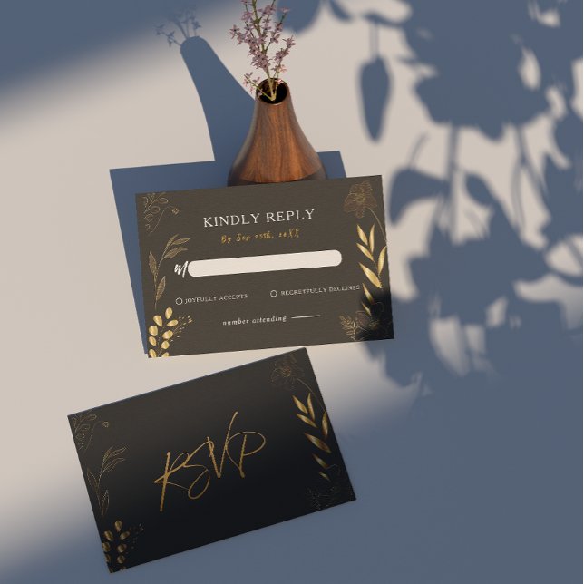 Art Deco Schwarzes Meer Parco Civico-Ciani Mitteilungskarte (Black and Gold RSVP card)
