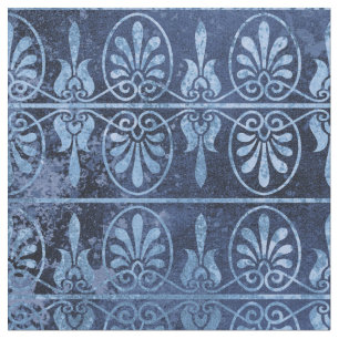Art Deco Scrolls und Fans von Blue Stoff