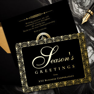 Art Deco Season's Greetings Geschäft Goldfolie  Folien Feiertagskarte