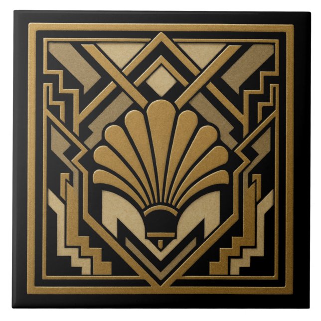 Art Deco Shell Design Fliese (Vorderseite)