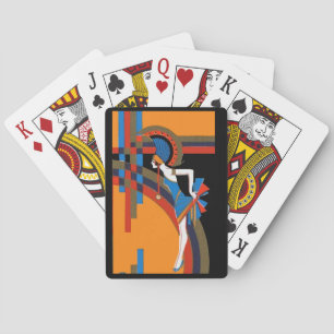 Art Deco Showgirl – Vintage Geometrie Spielkarten