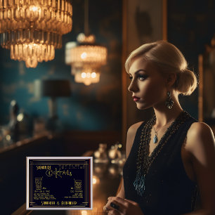 Art Deco Signature Cocktails Hochzeit Signatur-Bar Poster