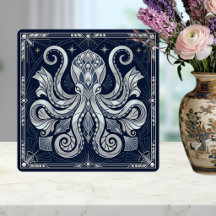 Art Deco Silber-Oktopus-Mandala Kraken