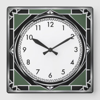 Art Deco Silber Quadratische Wanduhr