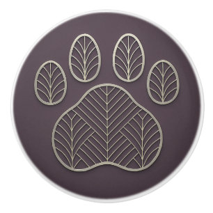 Art Deco Silver Brown "Metalwork" Paw Keramik Knoc Keramikknauf