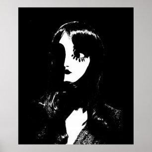 Art Deco - Sin City Style Woman - Schwarz & Weiß Poster