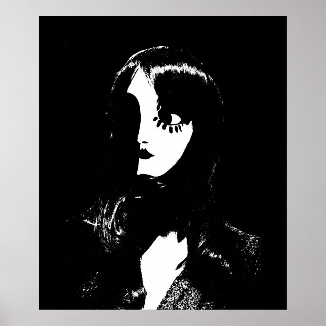 Art Deco - Sin City Style Woman - Schwarz & Weiß Poster (Vorne)