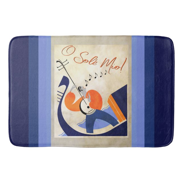 Art Deco singender Gondoliere O Sole Mio Badematte (Vorderseite)