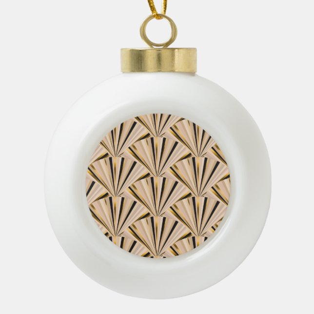 Art-Déco-Skala: Geometrischer Goldener Glamour Keramik Kugel-Ornament (Vorderseite)