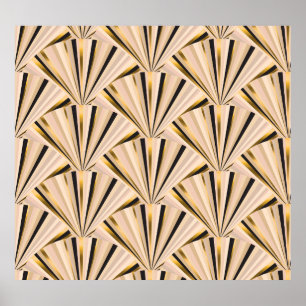 Art-Déco-Skala: Geometrischer Goldener Glamour Poster