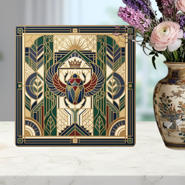 Art Deco Skarabäus ägyptisches Sonnendesign Fliese (Von Creator hochgeladen)