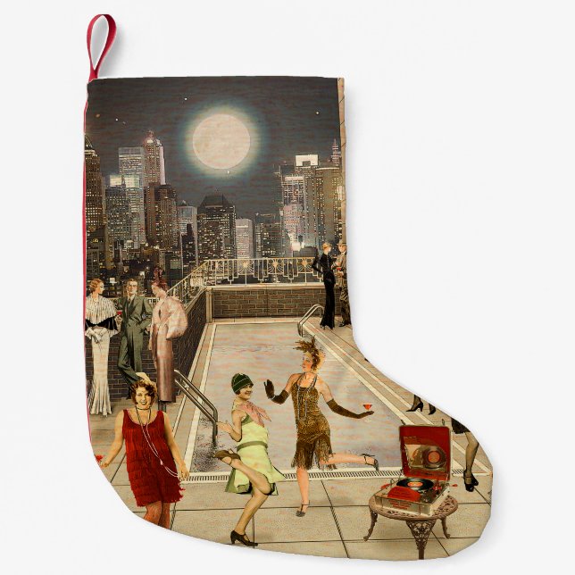Art Déco Skyline Kleiner Weihnachtsstrumpf (Vorderseite)