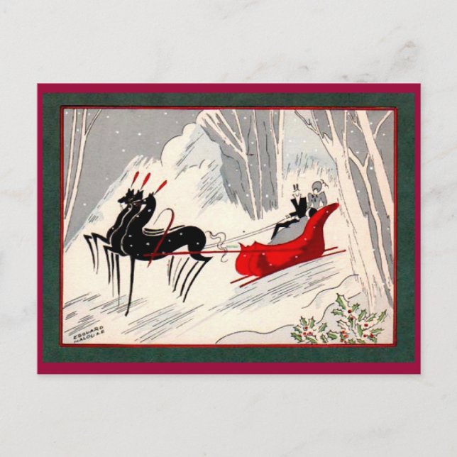 Art Deco Sleigh Postkarte (Vorderseite)