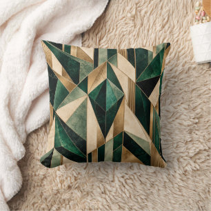 Art Deco Smaragdgrün Gold Geometrischer Wurfkissen Kissen