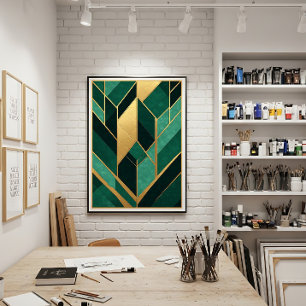 Art Deco Smaragdgrün Gold Leinwanddruck