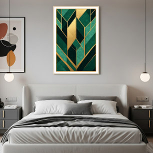 Art Deco Smaragdgrün Gold Poster