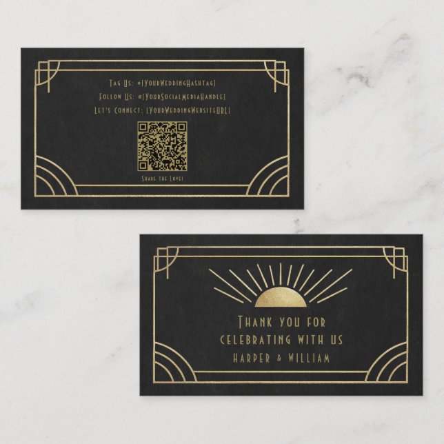 Art Deco Social & Thank You Cards Visitenkarte (Vorne/Hinten)