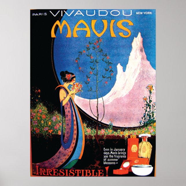 Art Deco Sommerblüten für Mavis der 20er Jahre Poster (Vorne)
