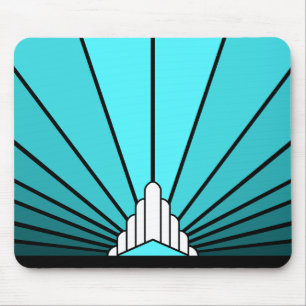 Art Deco Sonne in Aquamarin Mousepad