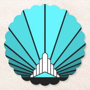 Art Deco Sonne in Aquamarin Untersetzer