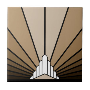Art Deco Sonne in Beige Fliese