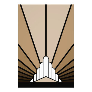 Art Deco Sonne in Beige Fotodruck
