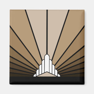 Art Deco Sonne in Beige Magnet