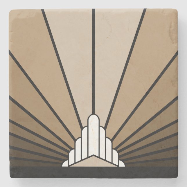 Art Deco Sonne in Beige Steinuntersetzer (Vorderseite)