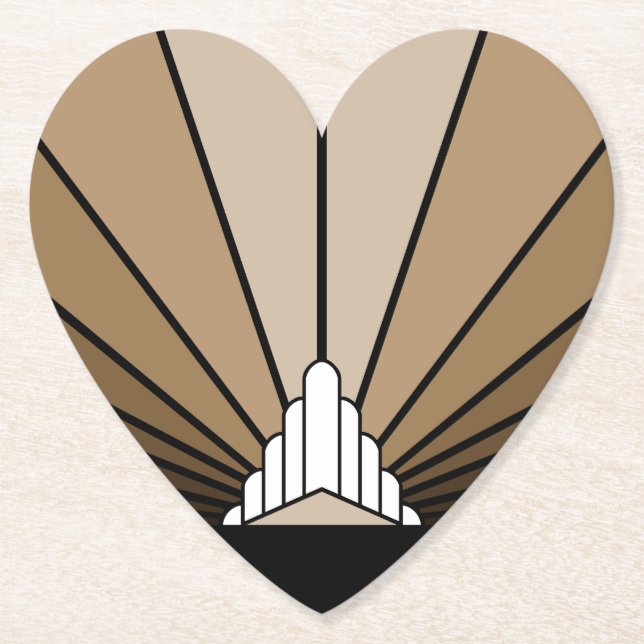 Art Deco Sonne in Beige Untersetzer (Vorderseite)