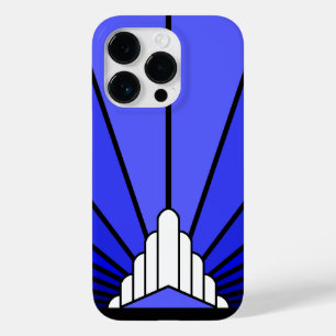 Art Deco Sonne in Blau Case-Mate iPhone 14 Pro Hülle